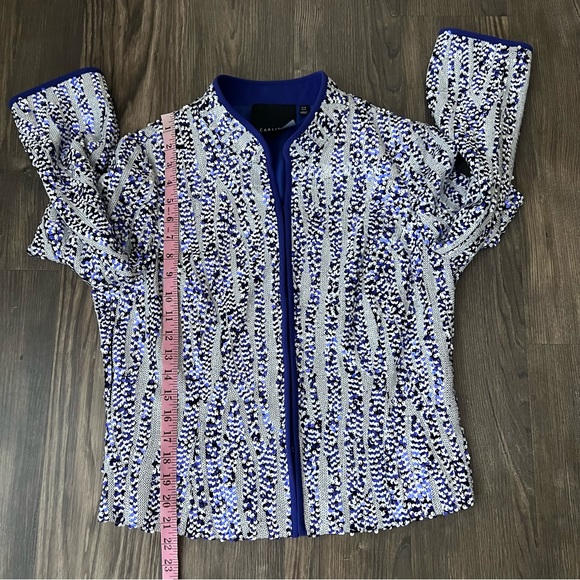 Carlisle Bluish Purple Sequin Evening Blazer Jacket - Picture 12 of 15